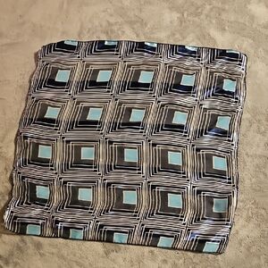 Geometric Hair Scarf in Black, White, and Blue